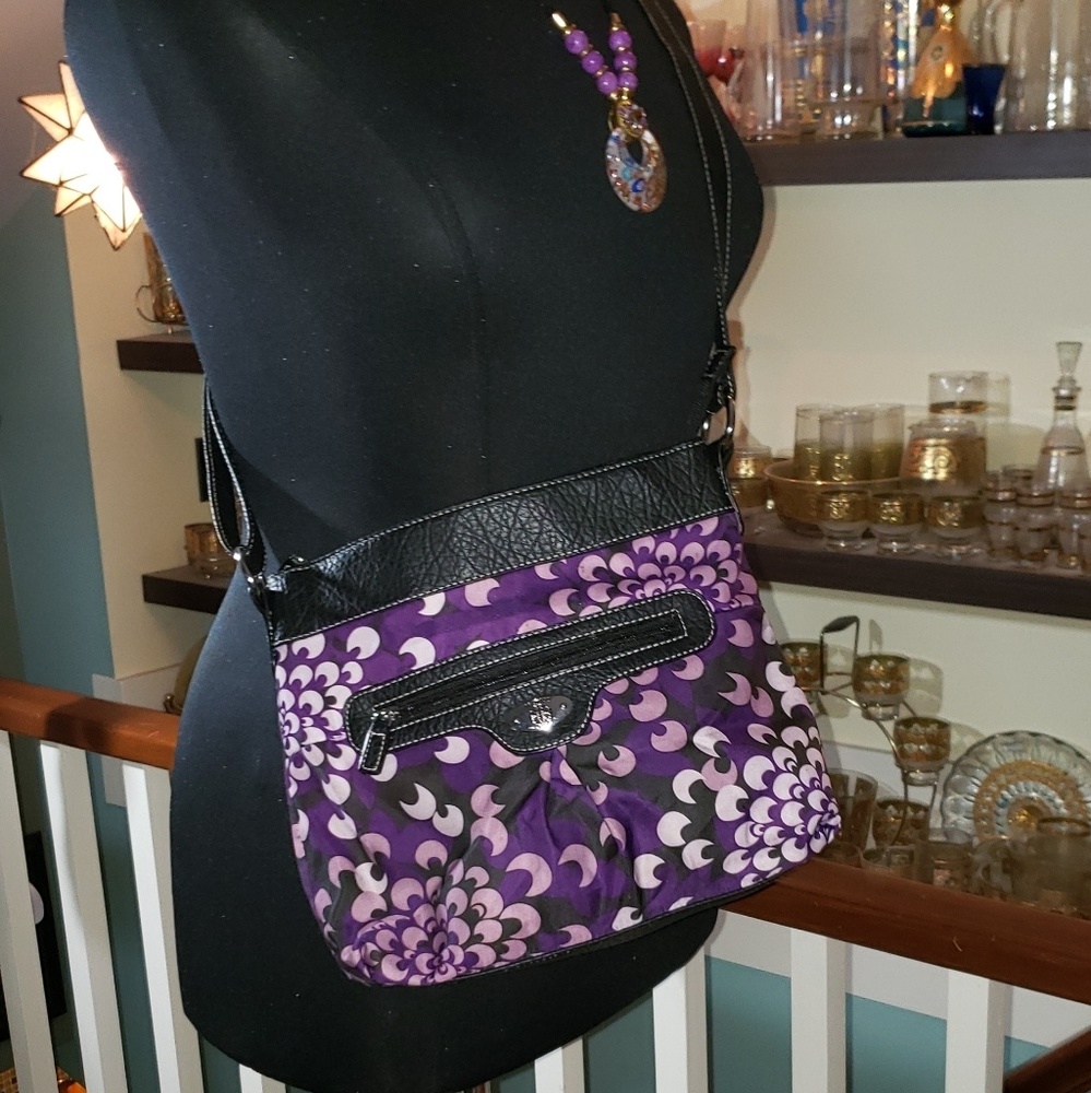 Treviso Nylon Purple Cross Body Handbag